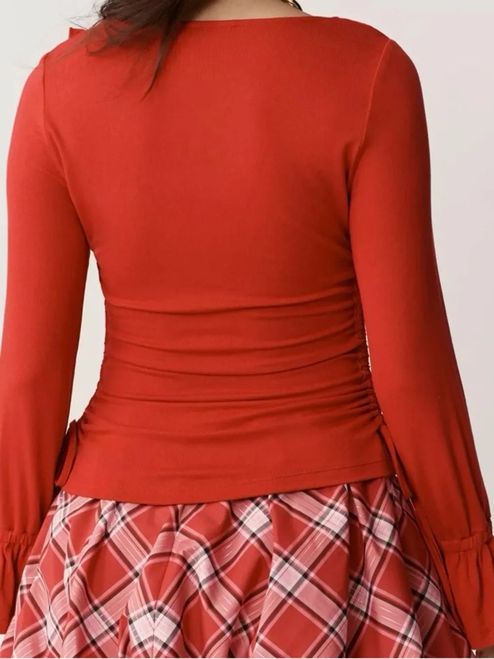 Anthropologie Maeve Long-Sleeve Scoop-Neck Ruched Top Women size S MSRP $70+ - Picture 3 of 7